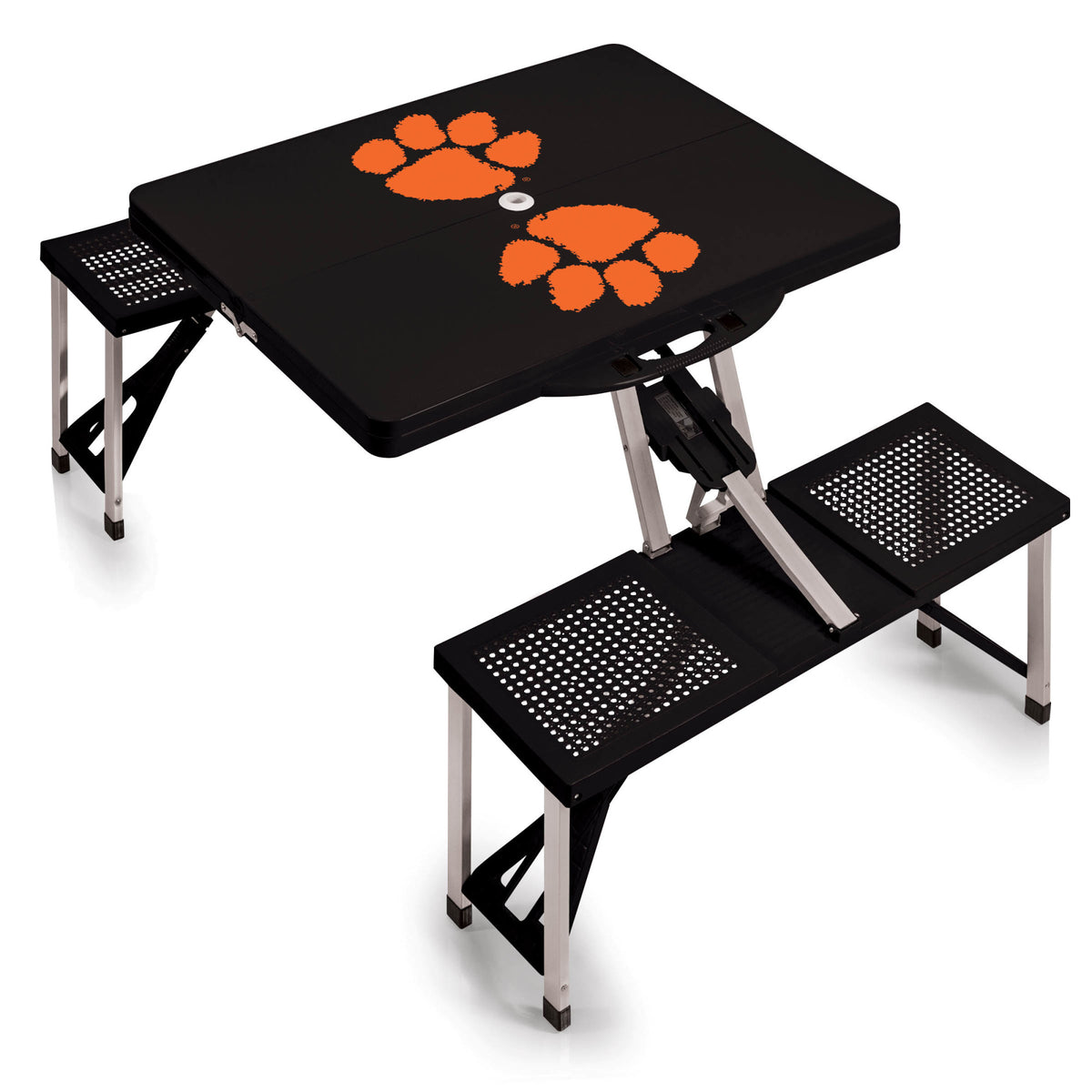 Clemson Tigers - Picnic Table Portable Folding Table with Seats, (Black) | Online Exclusive