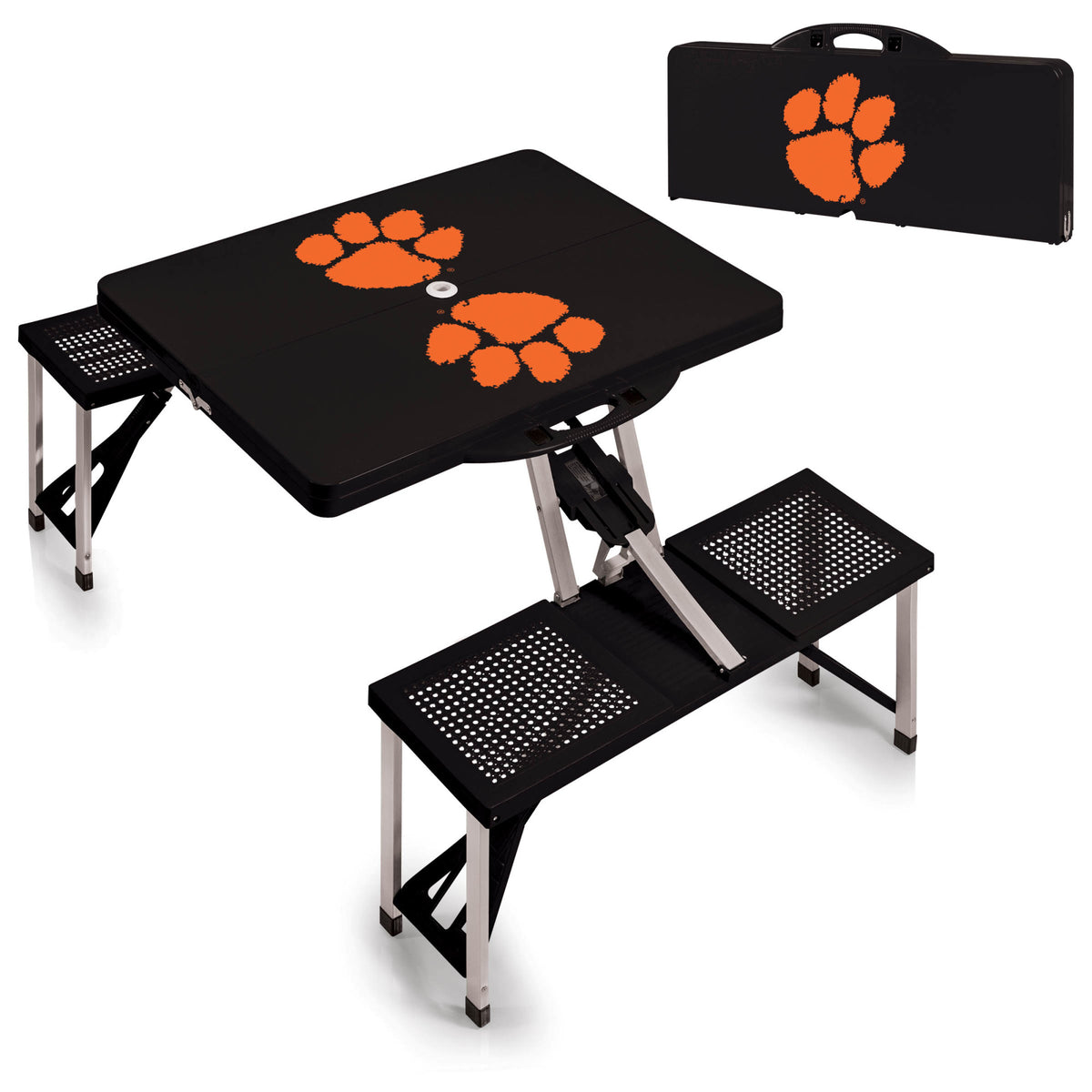 Clemson Tigers - Picnic Table Portable Folding Table with Seats, (Black) | Online Exclusive