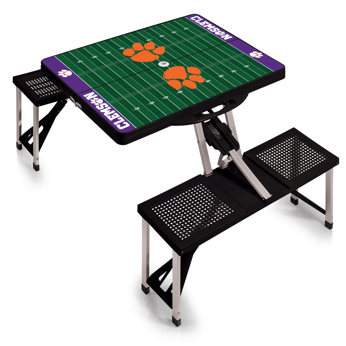 Clemson Tigers - Football Field - Picnic Table Portable Folding Table with Seats, (Black) | Online Exclusive