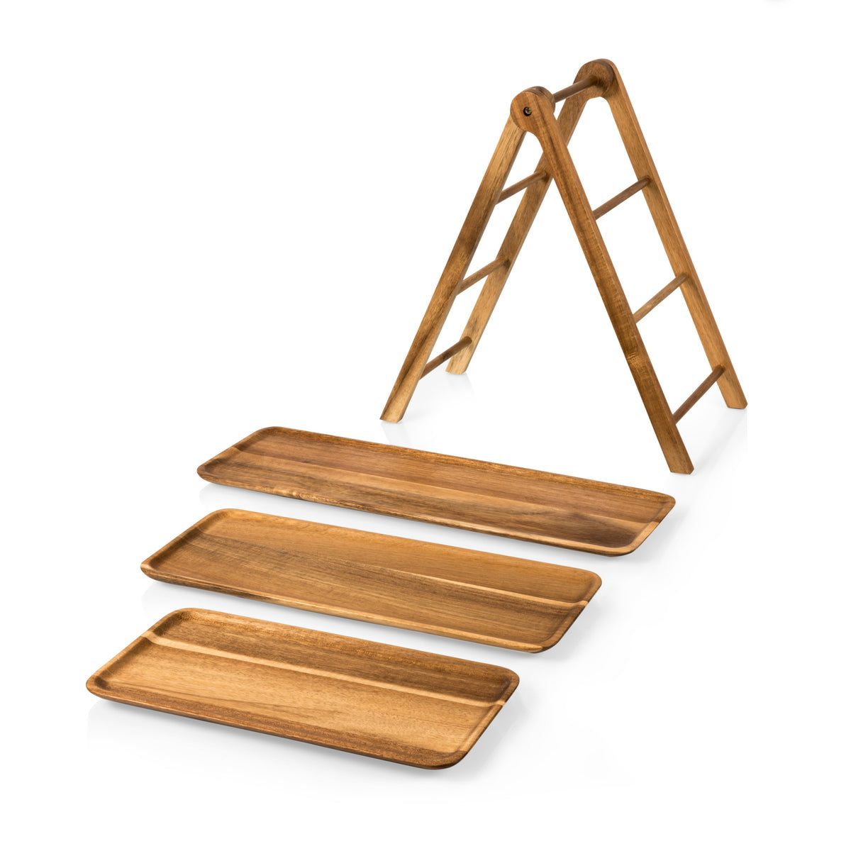 Clemson Tigers - Serving Ladder 3 Tiered Serving Station, (Acacia Wood) | Online Exclusive