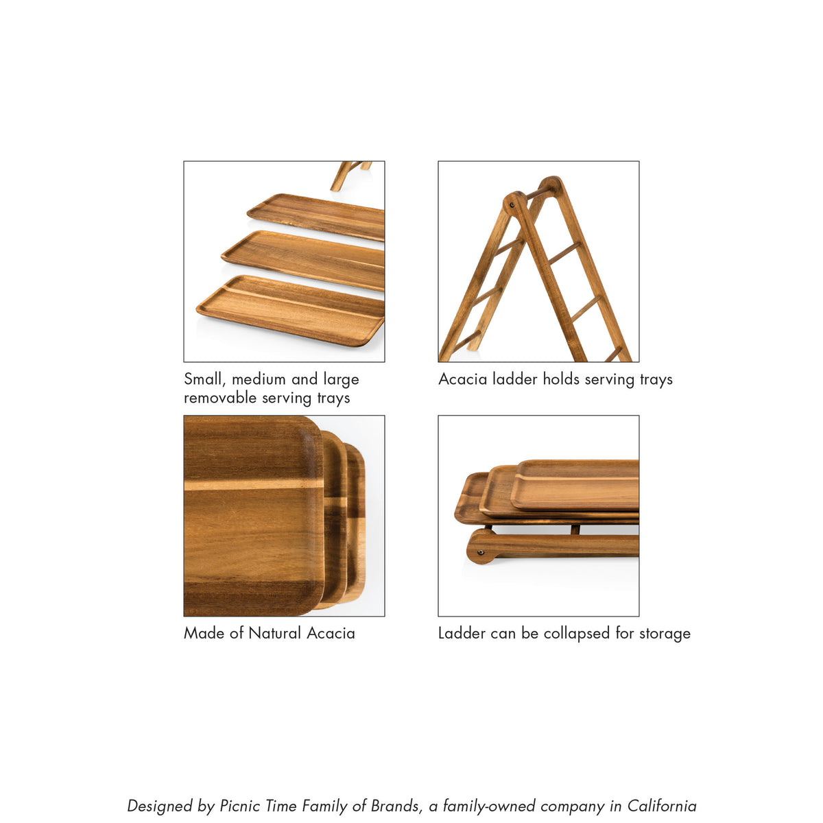 Clemson Tigers - Serving Ladder 3 Tiered Serving Station, (Acacia Wood) | Online Exclusive