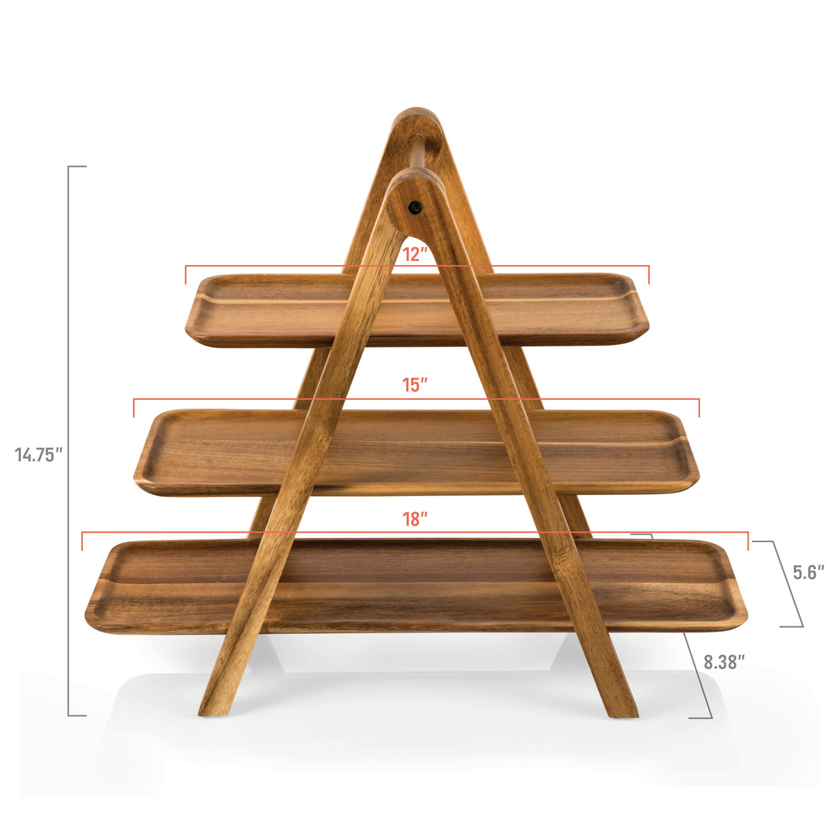 Clemson Tigers - Serving Ladder 3 Tiered Serving Station, (Acacia Wood) | Online Exclusive