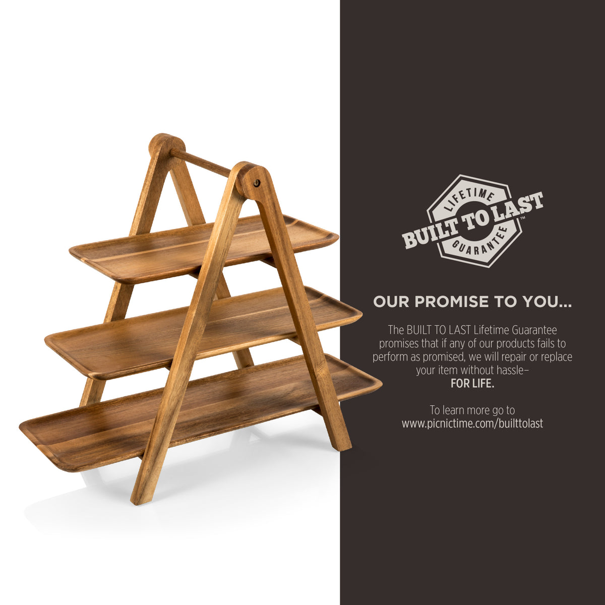 Clemson Tigers - Serving Ladder 3 Tiered Serving Station, (Acacia Wood) | Online Exclusive