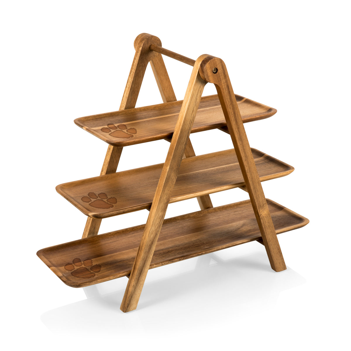 Clemson Tigers - Serving Ladder 3 Tiered Serving Station, (Acacia Wood) | Online Exclusive