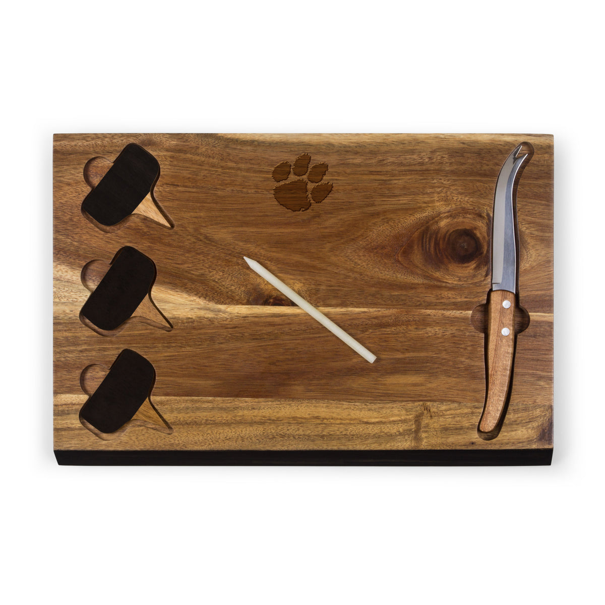 Clemson Tigers - Delio Acacia Cheese Cutting Board &amp; Tools Set, (Acacia Wood) | Online Exclusive