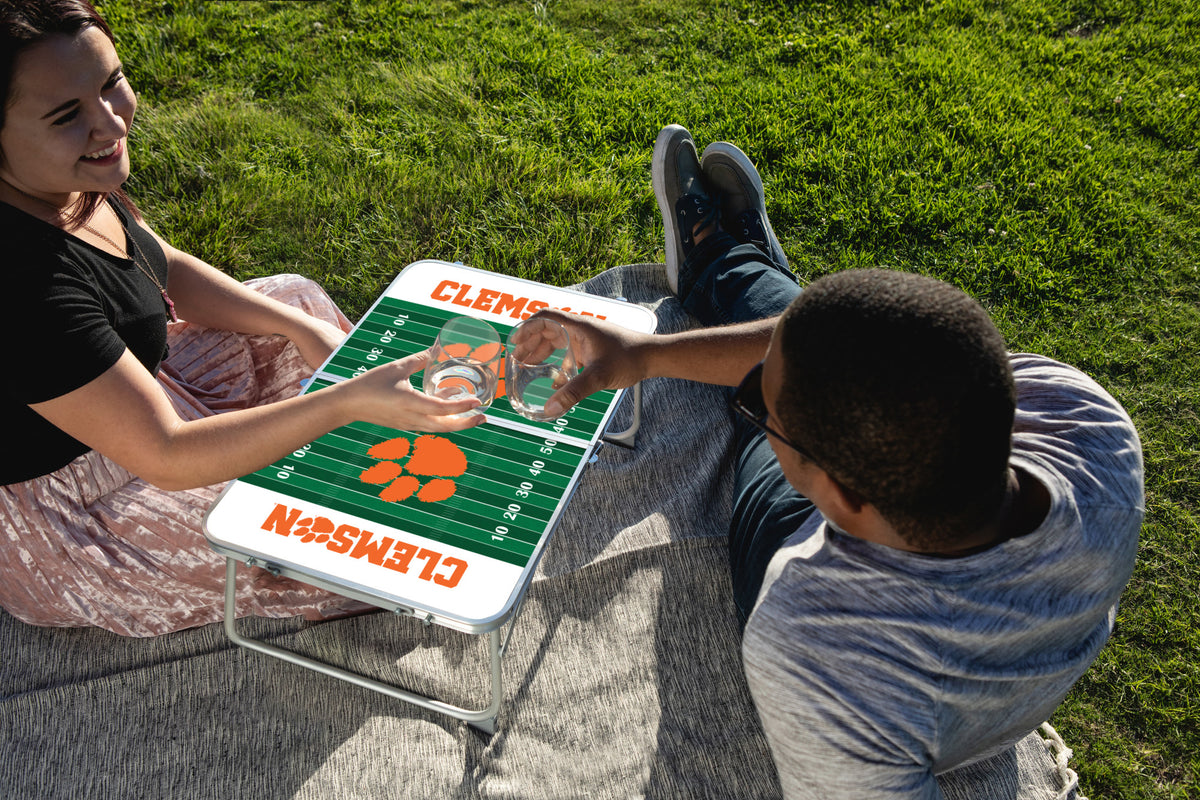 Clemson Tigers - Concert Table Mini Portable Table, (Charcoal Wood Grain) | Online Exclusive