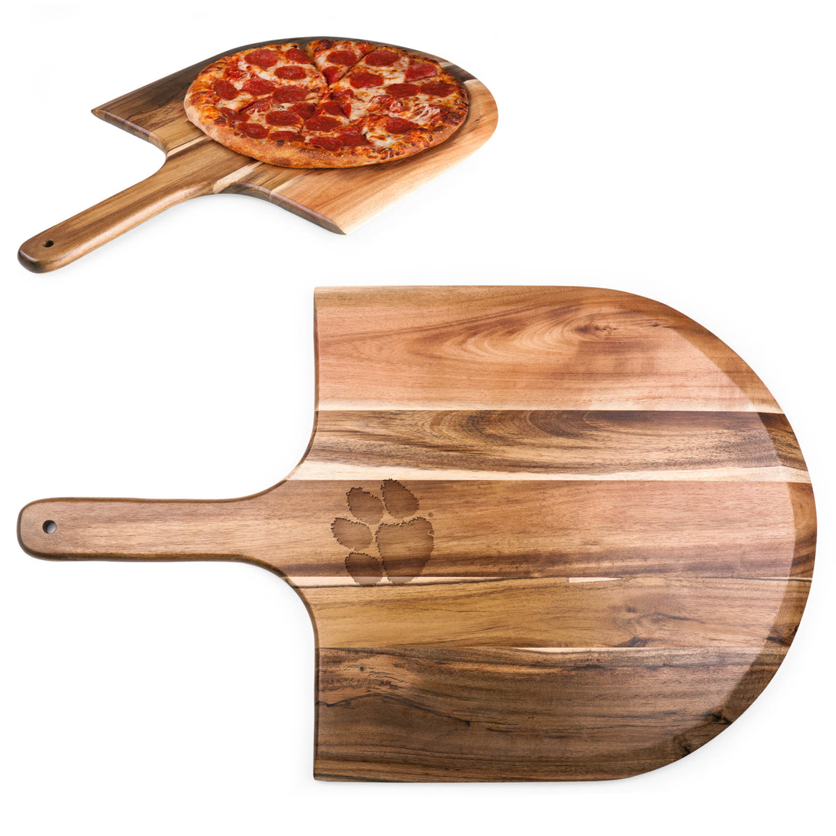 Clemson Tigers - Acacia Pizza Peel Serving Paddle, (Acacia Wood)| Online Exclusive