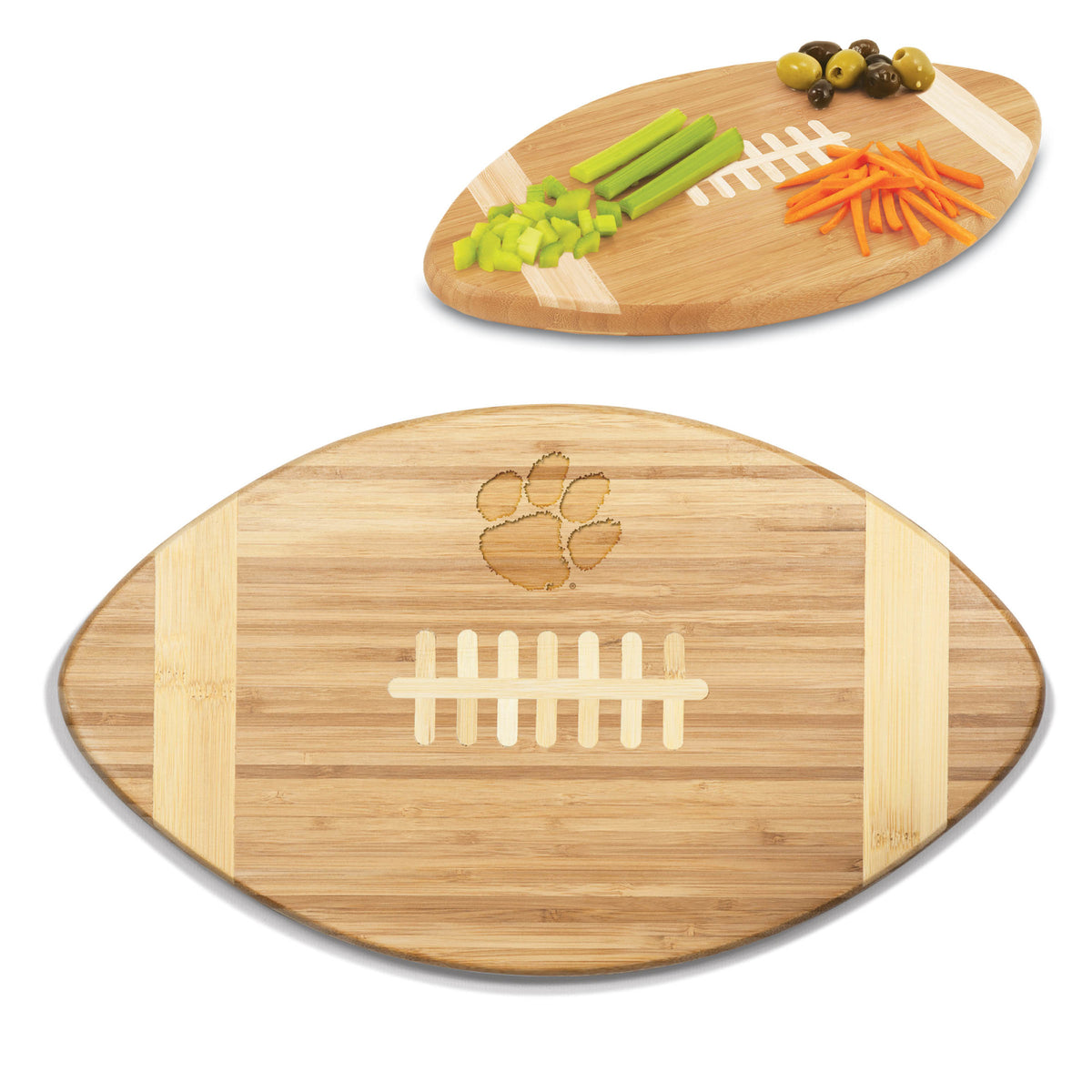 Clemson Tigers - Logo - Touchdown! Football Cutting Board &amp; Serving Tray, (Bamboo) | Online Exclusive