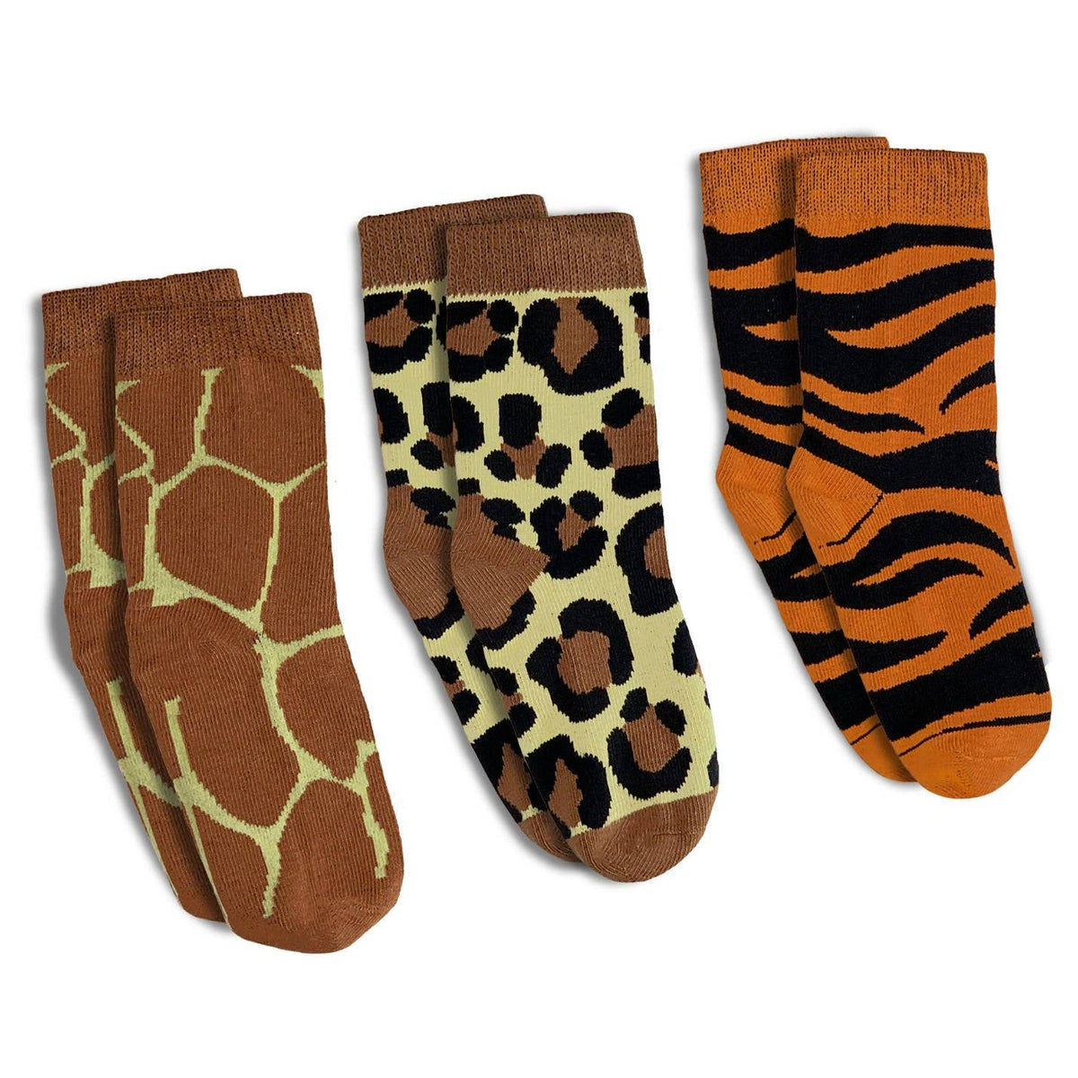 Giraffe, Leopard and Tiger Prints Kids Socks / 3-Pack: 1-2 Years