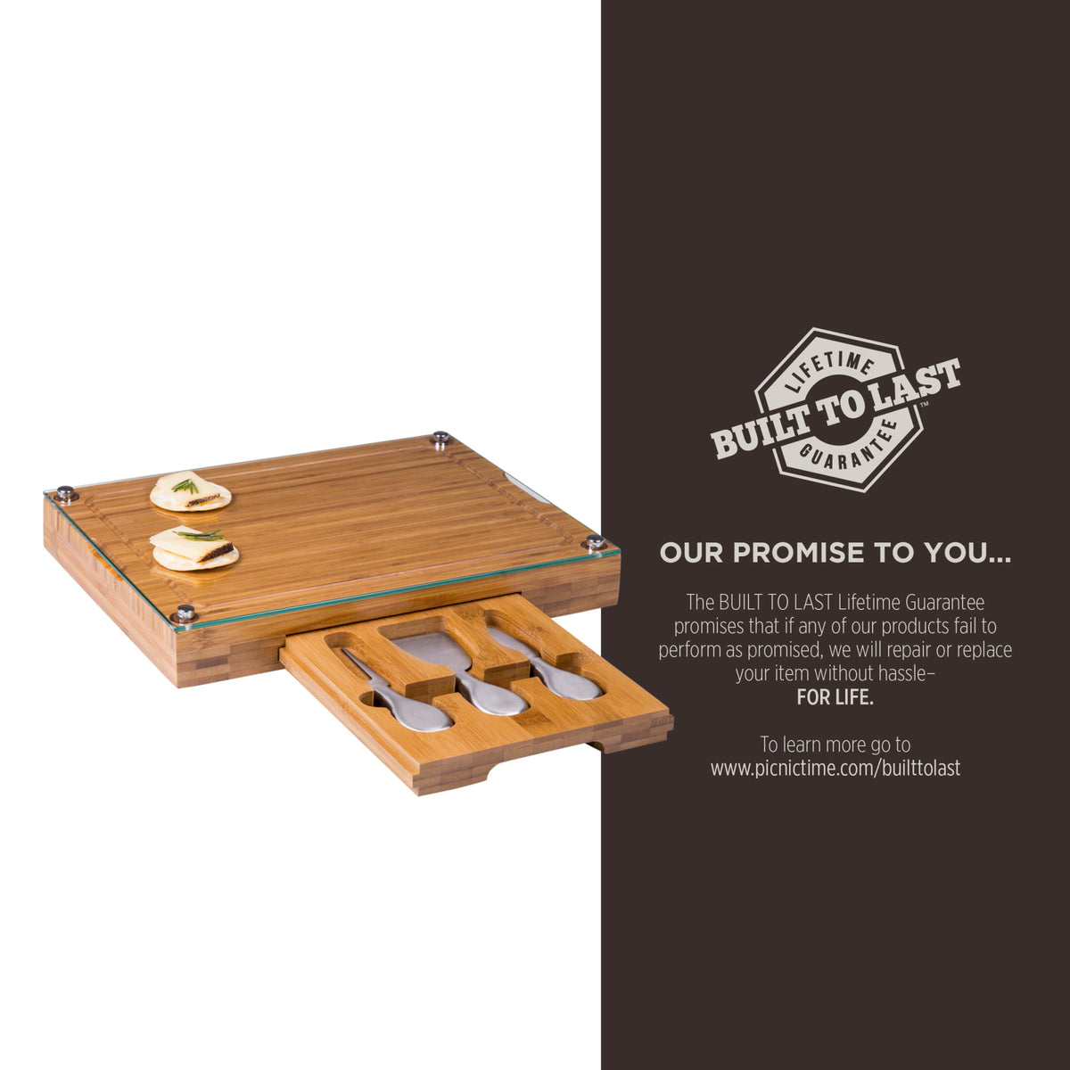 Clemson Tigers - Concerto Glass Top Cheese Cutting Board &amp; Tools Set, (Bamboo) | Online Exclusive