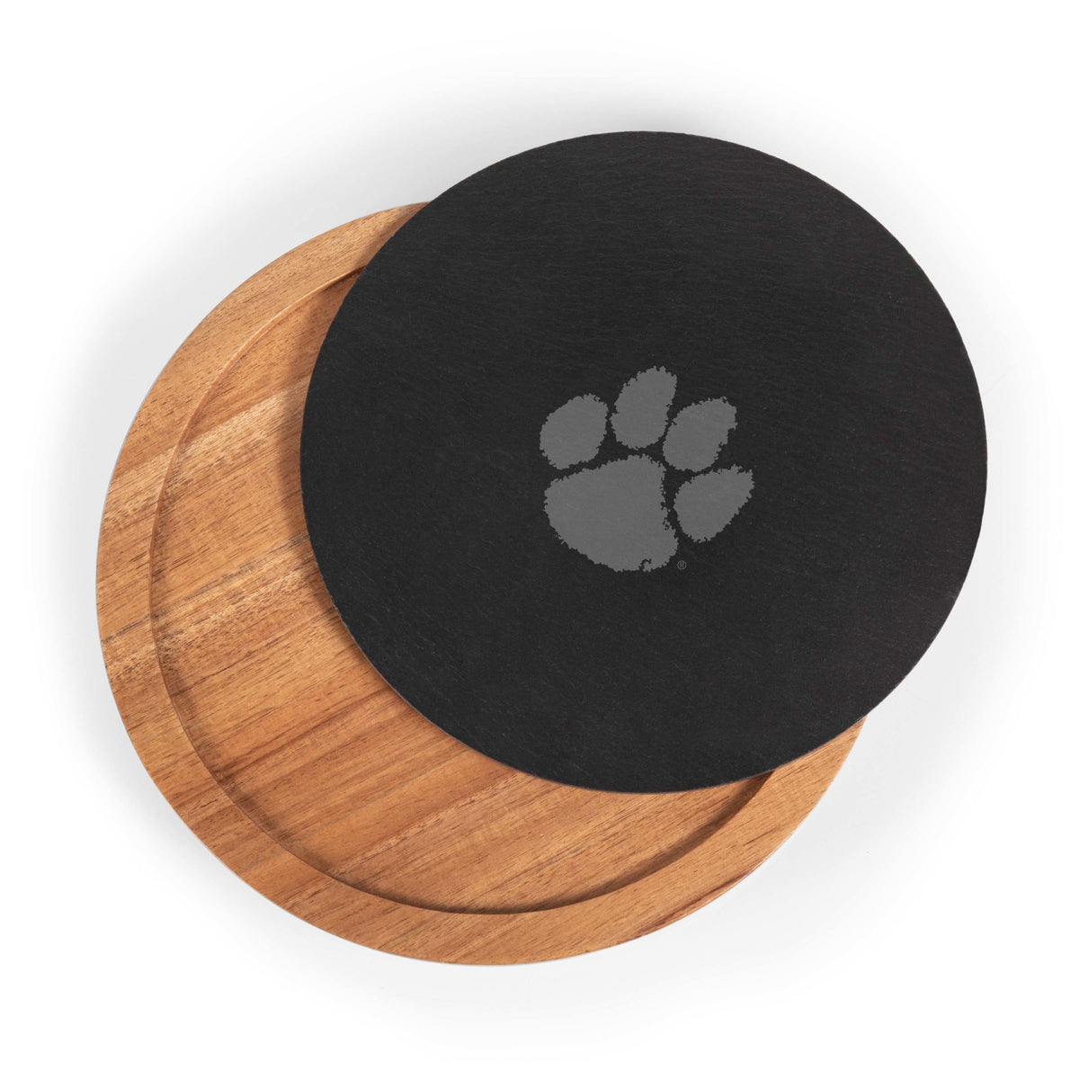 Clemson Tigers - Insignia Acacia and Slate Serving Board with Cheese Tools, (Acacia Wood &amp; Slate Black with Gold Accents) | Online Exclusive