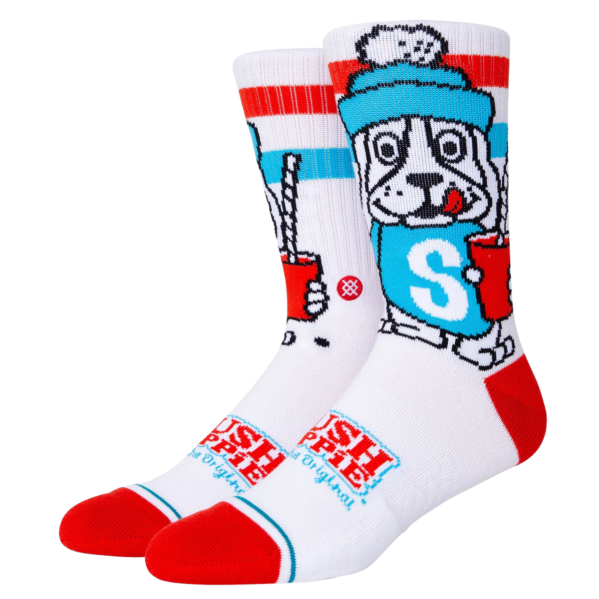 Slush Puppie, Frozen Drink, White Crew Socks - Large