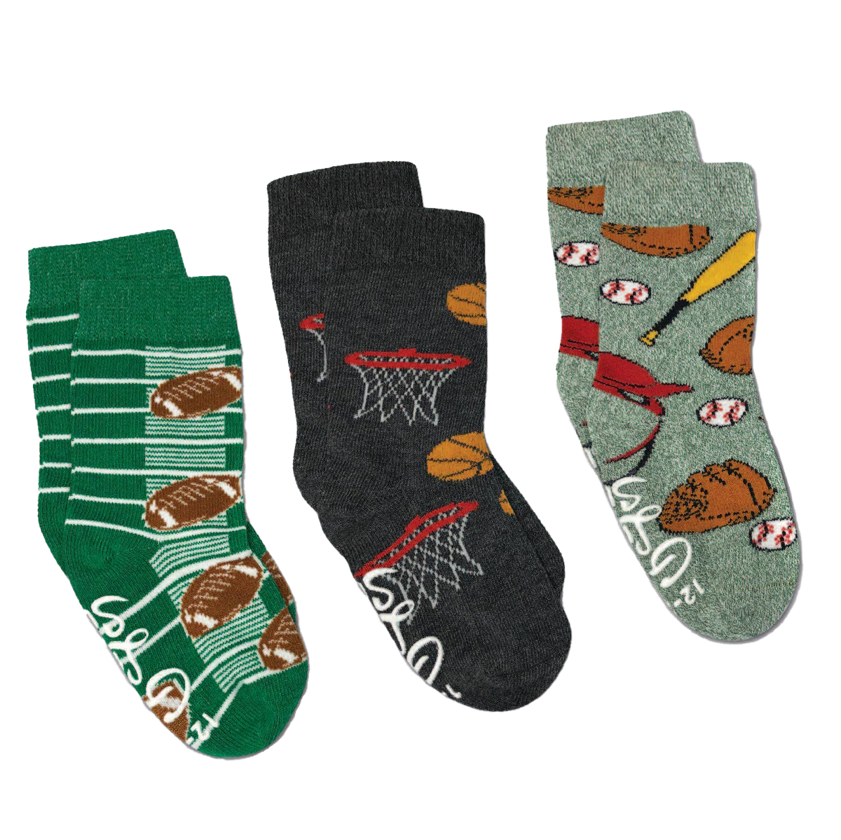 Baseball, Basketball And Football Kids Socks / 3-Pack / 0-12 Months