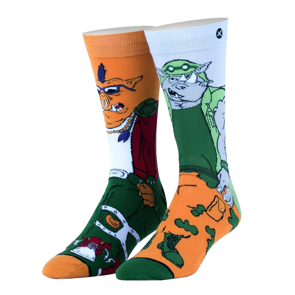 TMNT Bebop &amp; Rocksteady Mix Match 360 Knit Socks