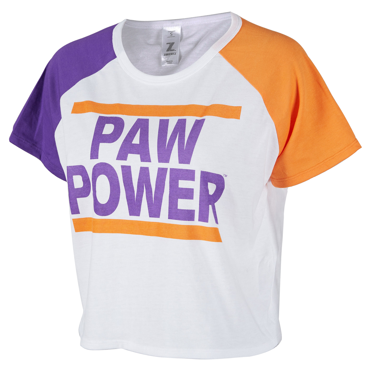 Purple and Orange Paw Power Crop Top Tee