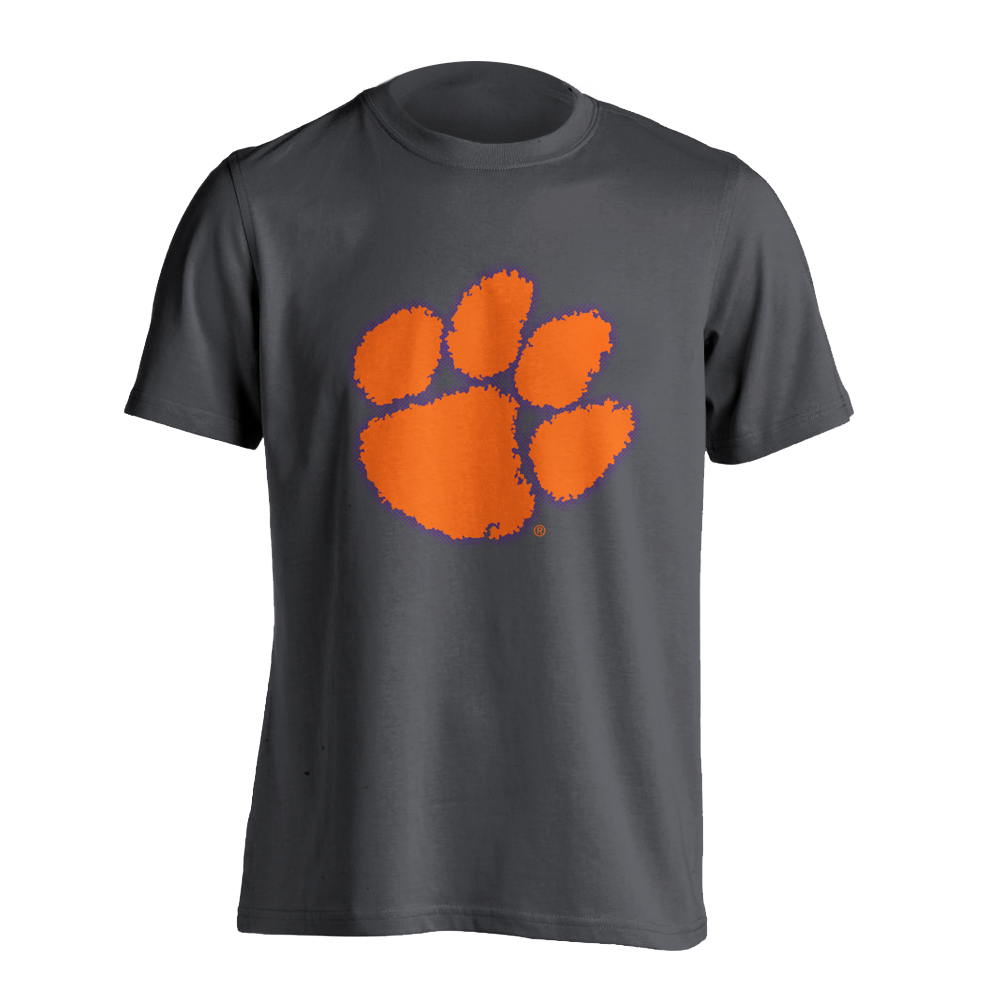 Classic Clemson Paw with Purple Gradient T-Shirt - Charcoal