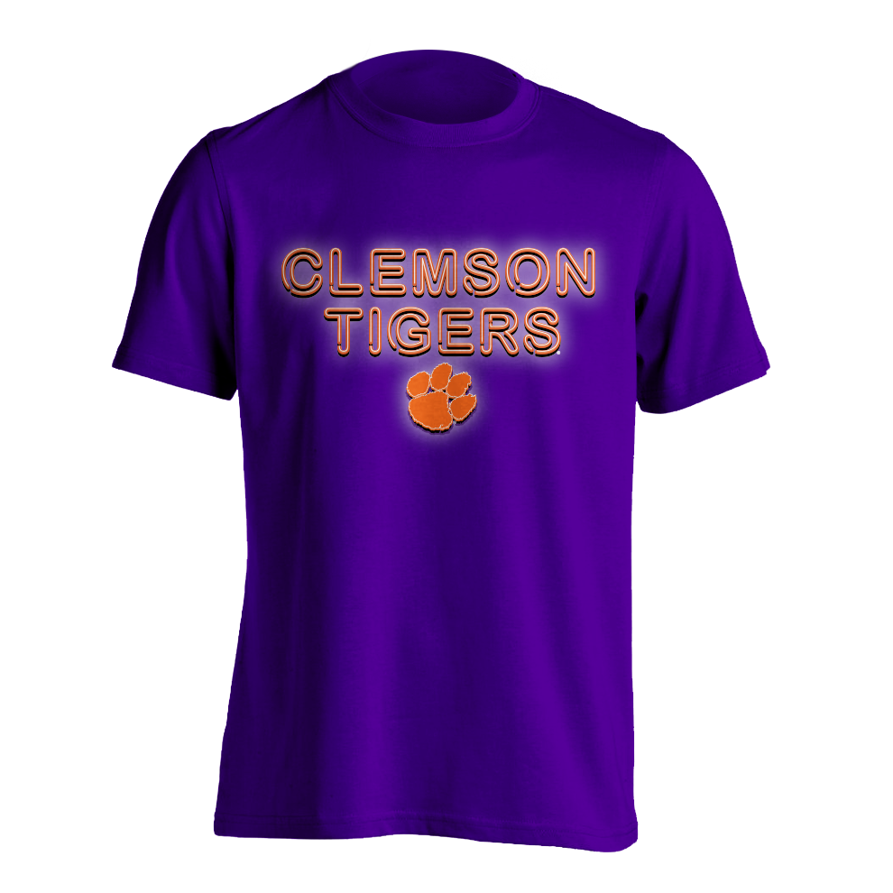 Clemson Tigers Neon Sign T-Shirt - Purple