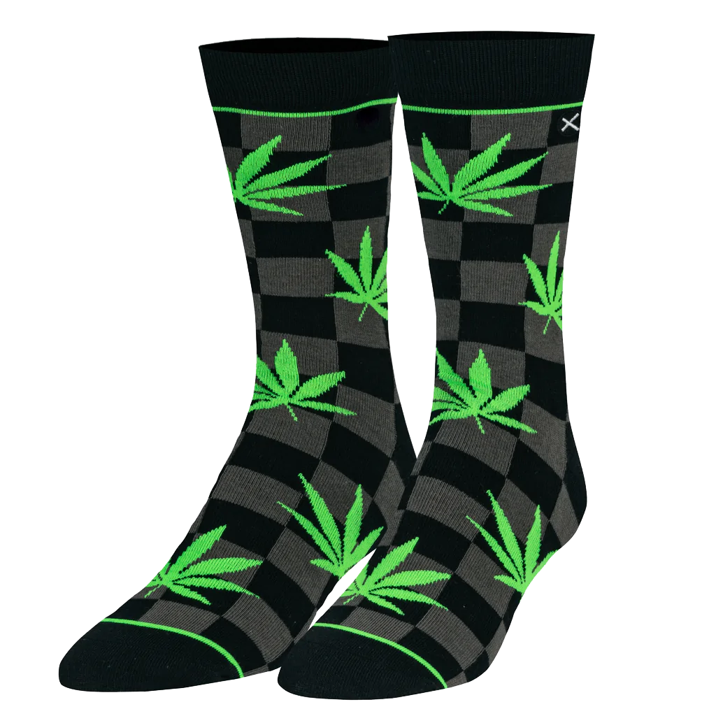 Dark Checker Leaves Socks