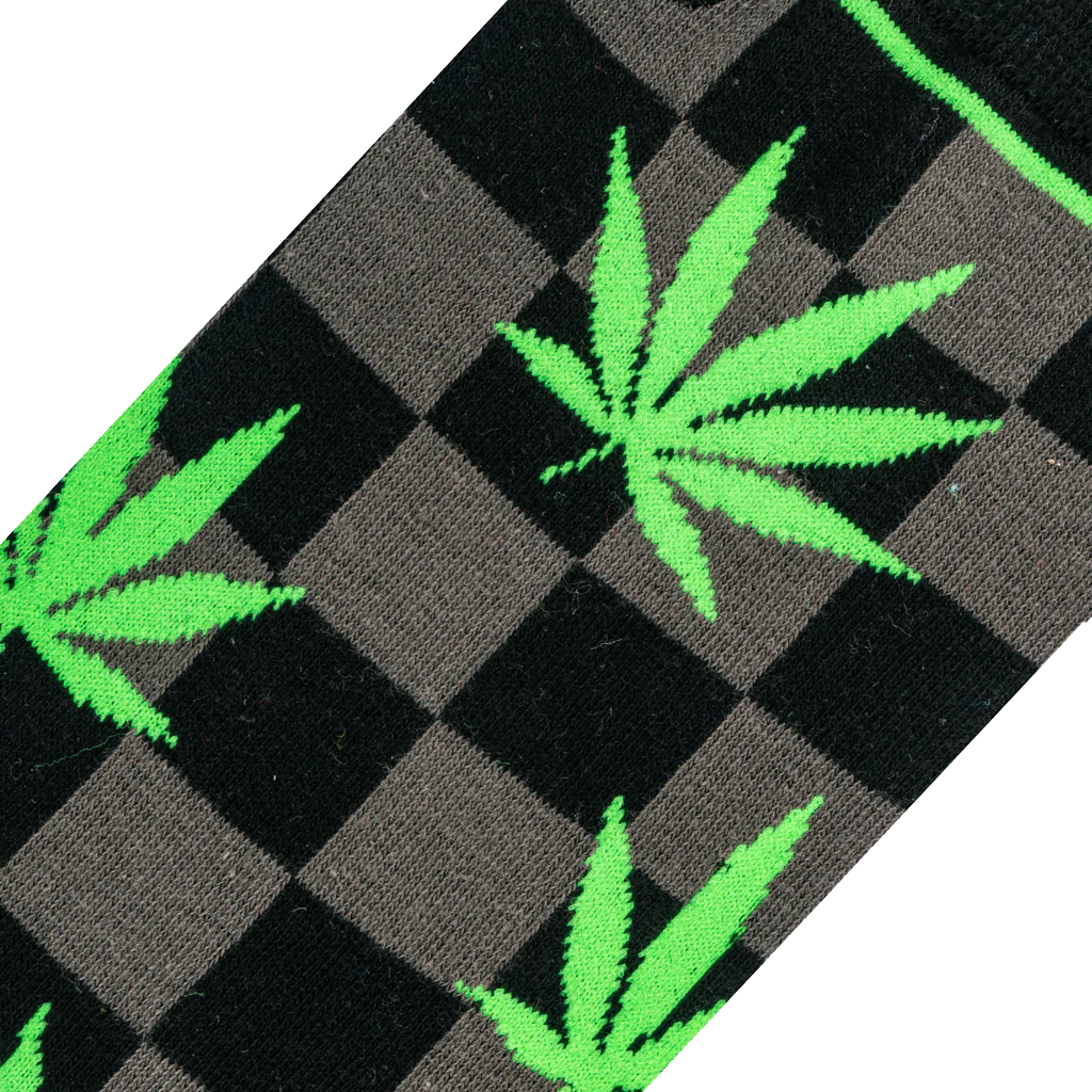 Dark Checker Leaves Socks