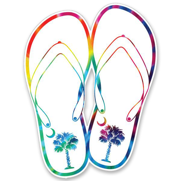 Tie-Dye Flip Flops On White Decal