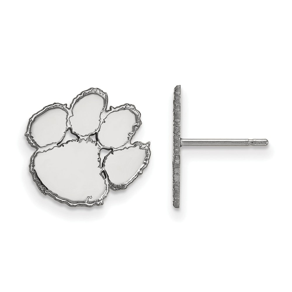 10k White Gold Clemson University Small Post Earrings