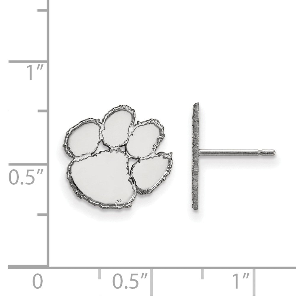 10k White Gold Clemson University Small Post Earrings