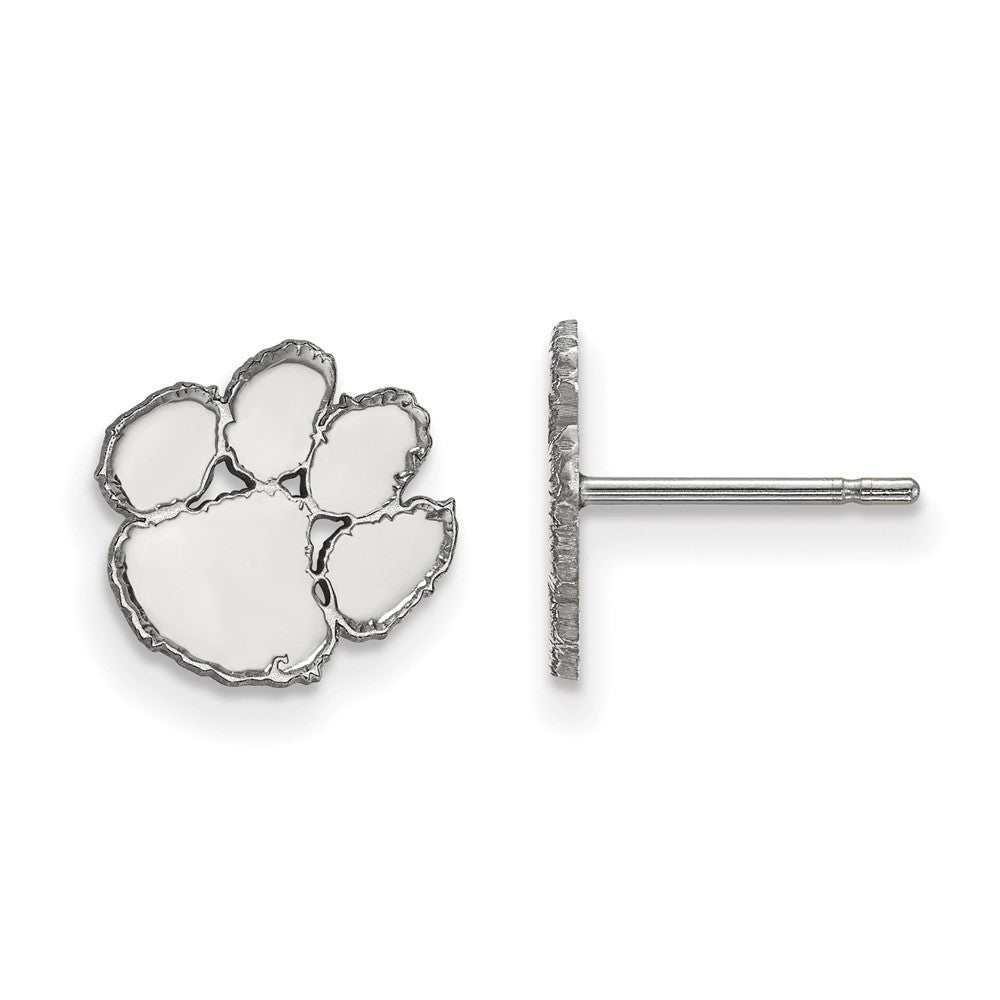 10k White Gold Clemson University XS (Tiny) Post Earrings