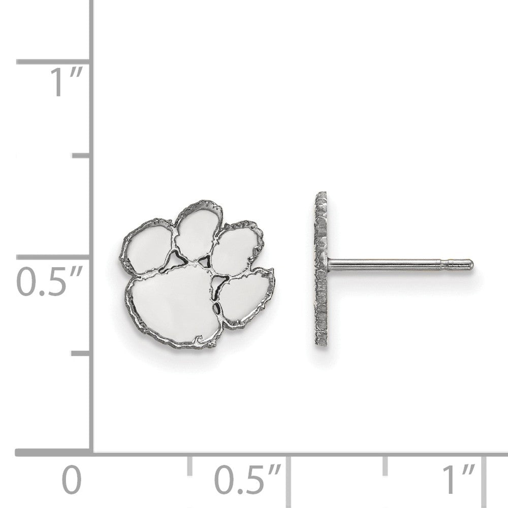 10k White Gold Clemson University XS (Tiny) Post Earrings