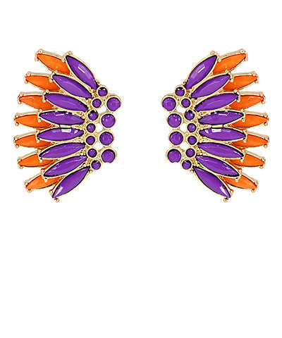 Orange and Purple Collegiate Color Wing Earrings