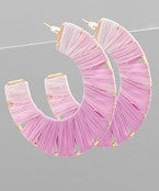 Lavender Wrapped Raffia Flat Hoops