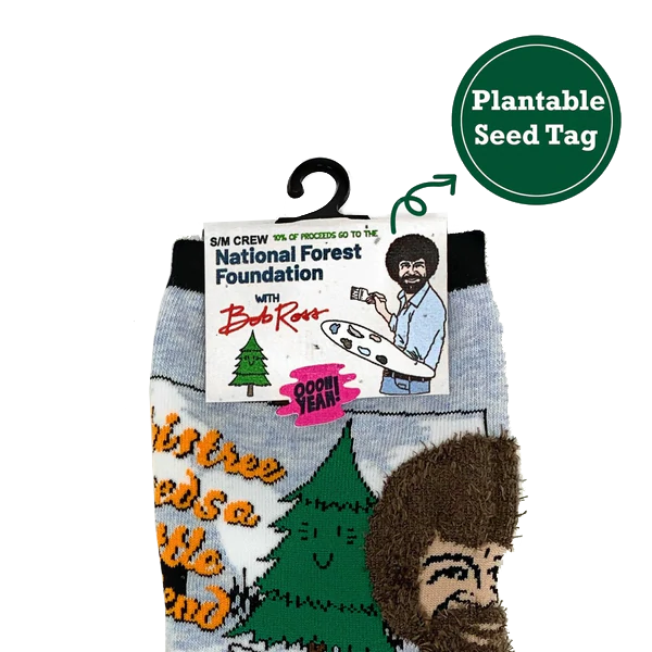 Bob Ross - Hug A Tree Socks - Womens - Fuzzy