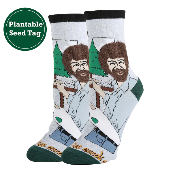 Bob Ross - Hug A Tree Socks - Womens - Fuzzy