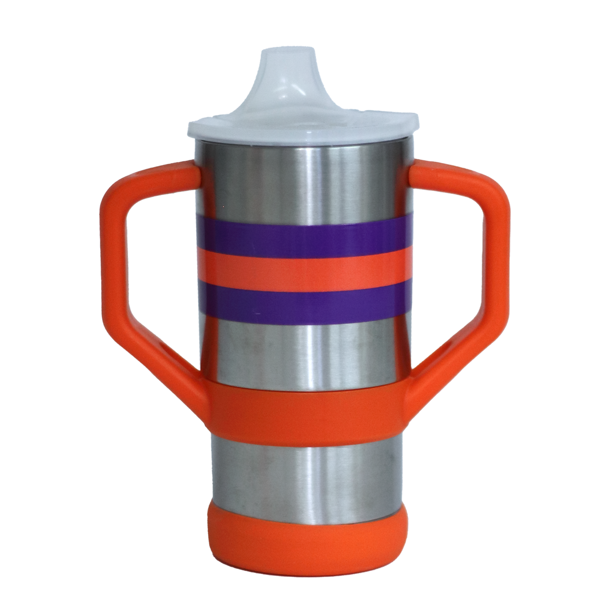 8 Oz Stainless Sippy Tumbler With Orange Paw &amp; Handles