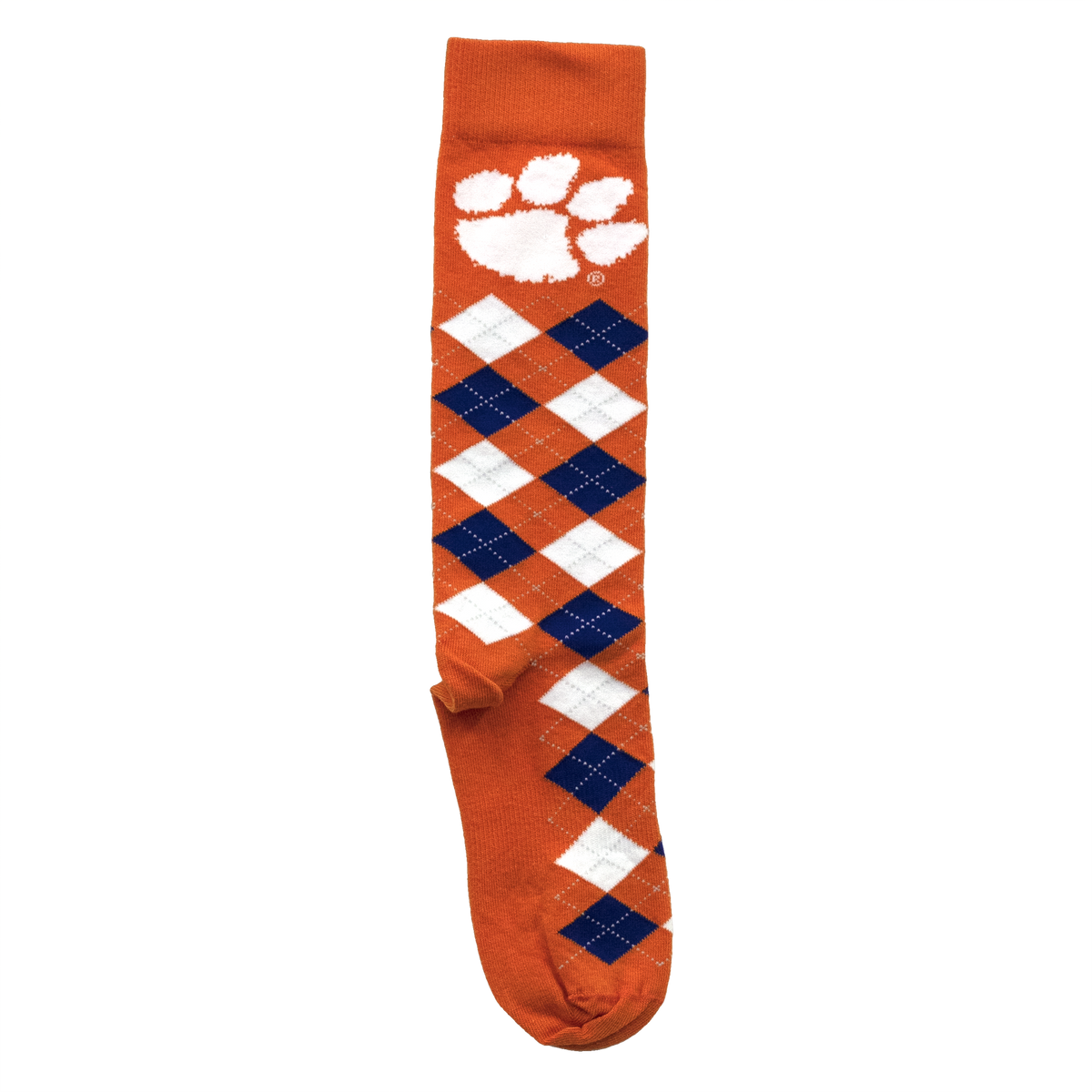 Clemson Orange Argyle With Paw Socks