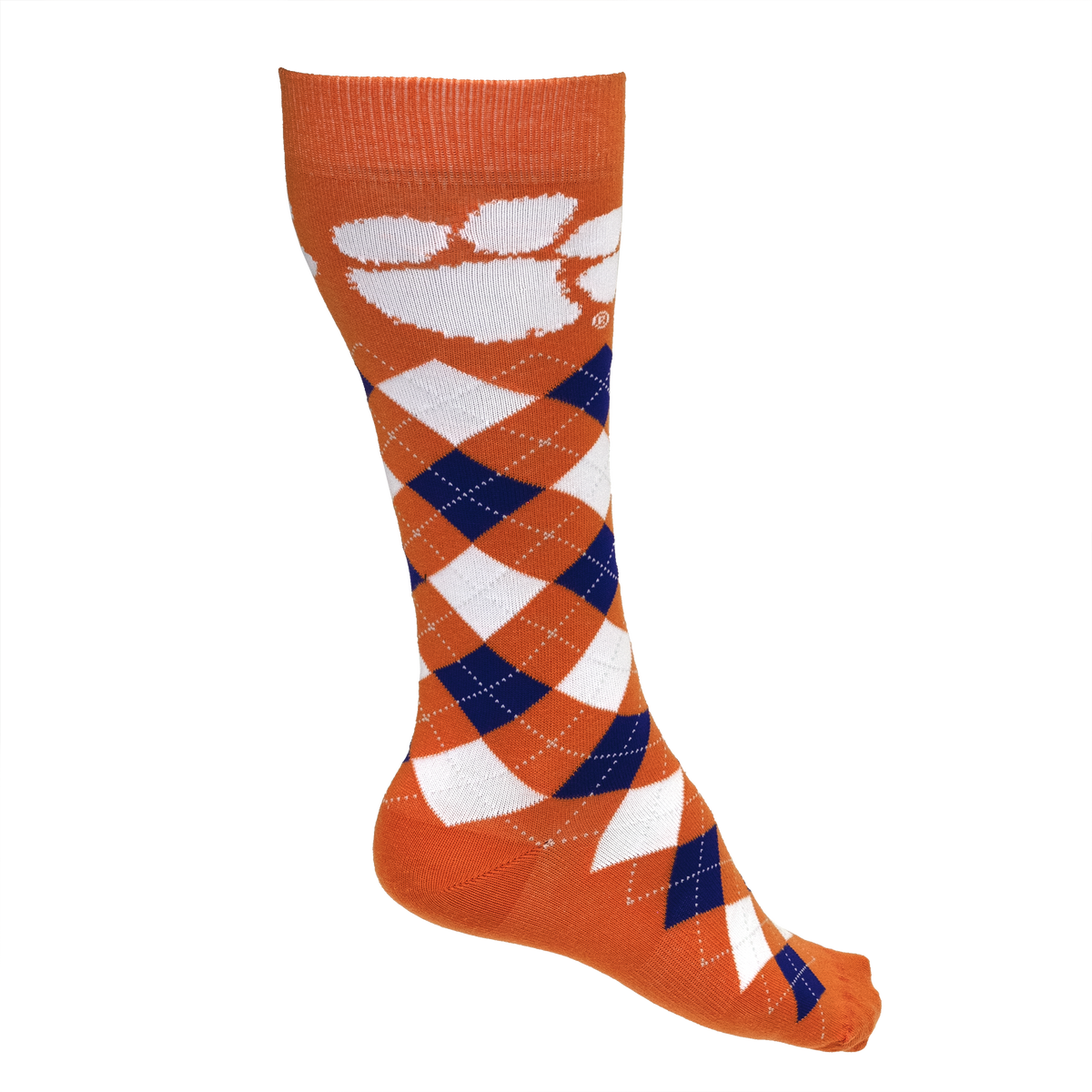 Clemson Orange Argyle With Paw Socks