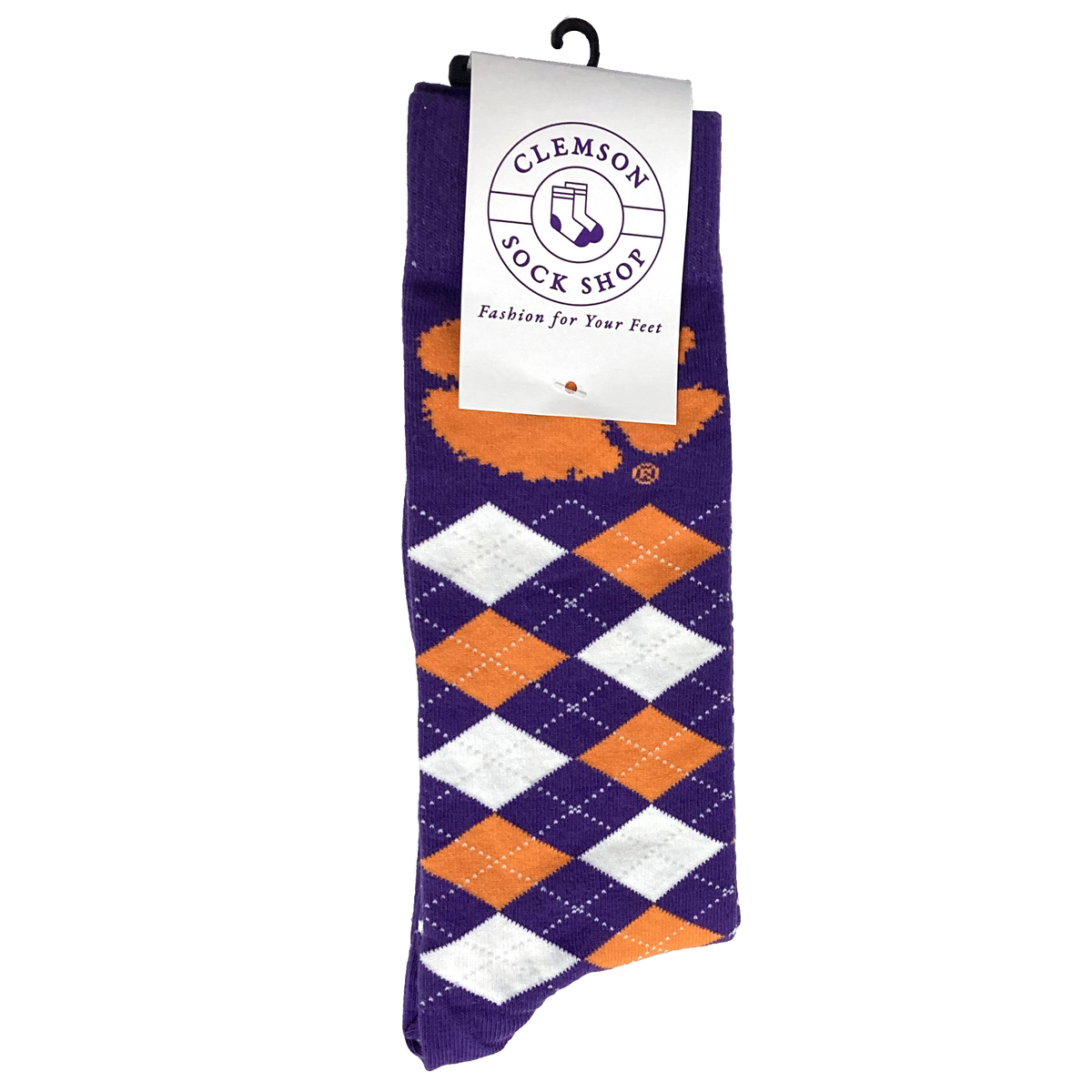 Clemson Purple Argyle with Paw Socks