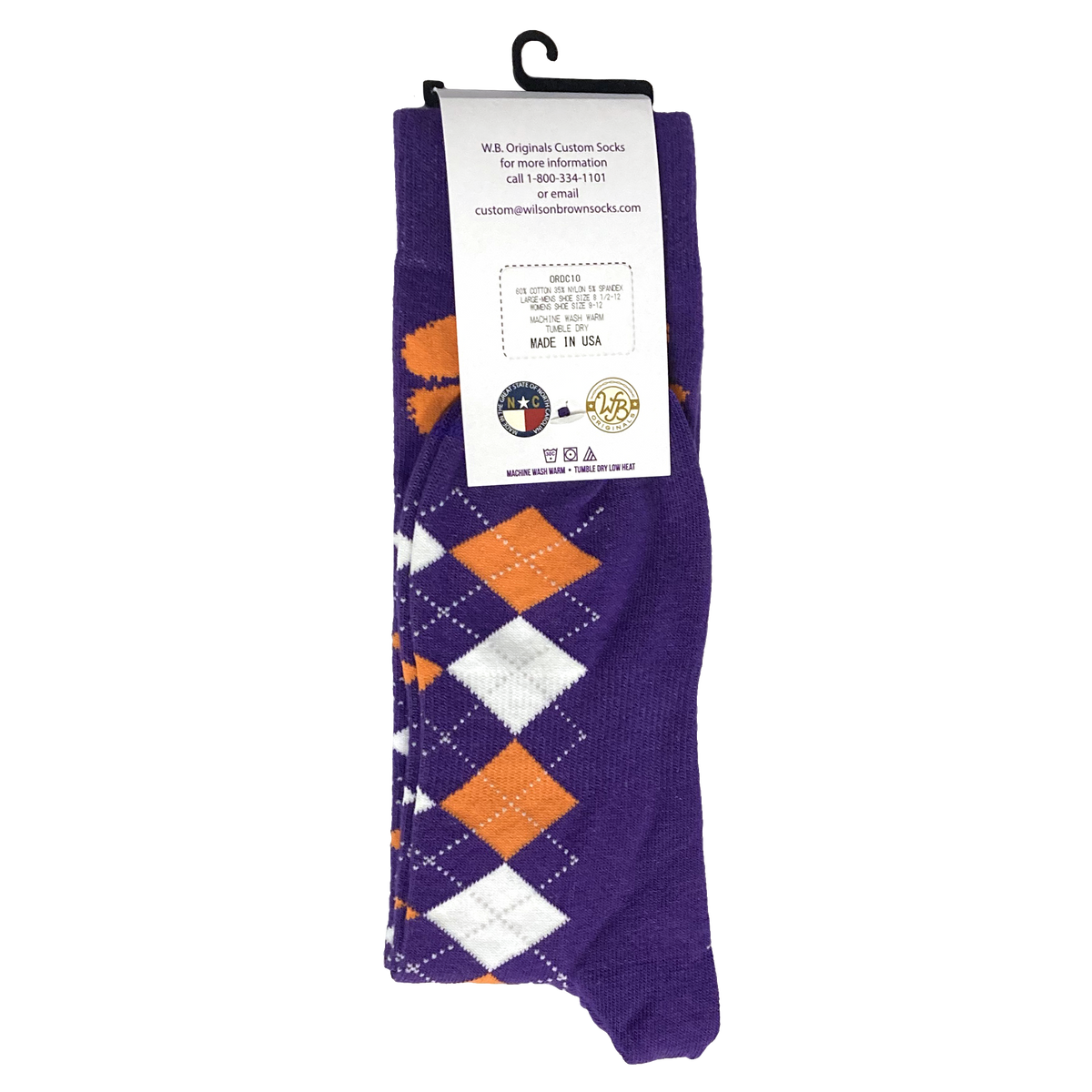 Clemson Purple Argyle with Paw Socks