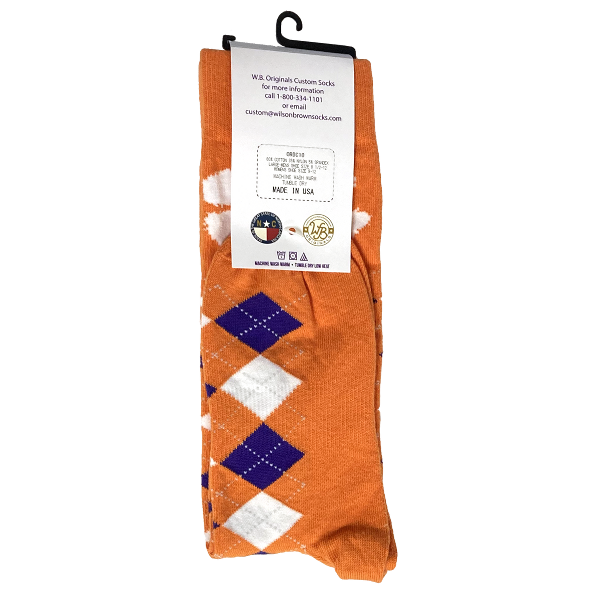 Clemson Orange Argyle With Paw Socks