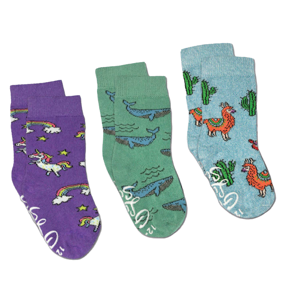 Llamas, Unicorns and Whales Kids Socks / 3-Pack / 0-12 Months