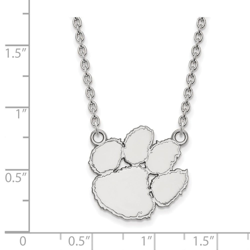 10k White Gold Clemson U Large Pendant Necklace