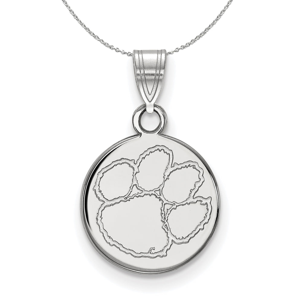 Sterling Silver Clemson U Small Disc Pendant Necklace