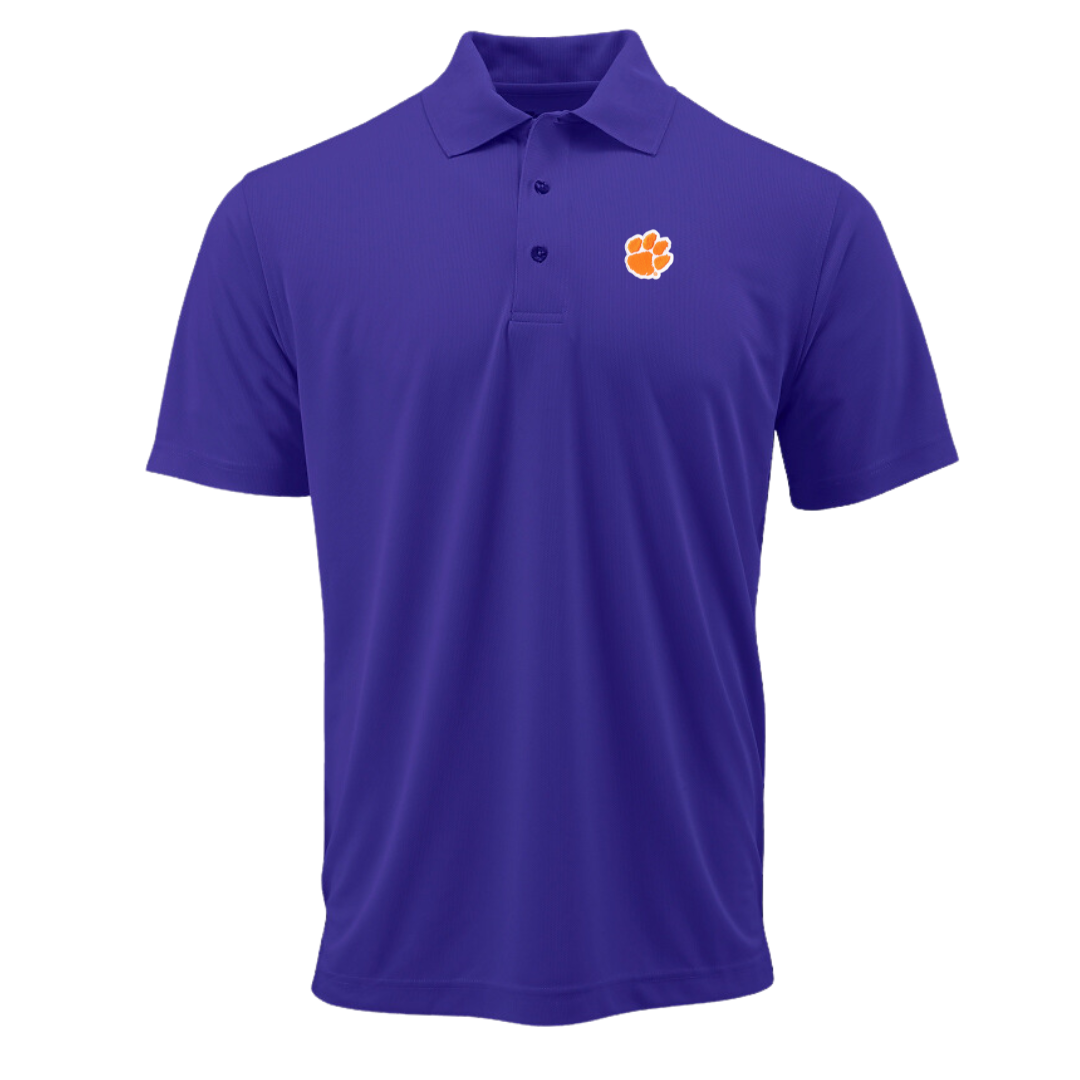 Clemson Polo with Patch Paw - Purple