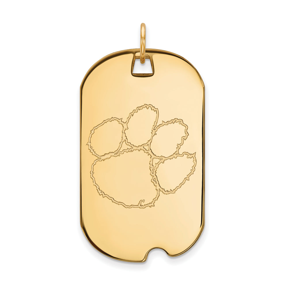 10k Yellow Gold Clemson U Large Dog Tag Pendant