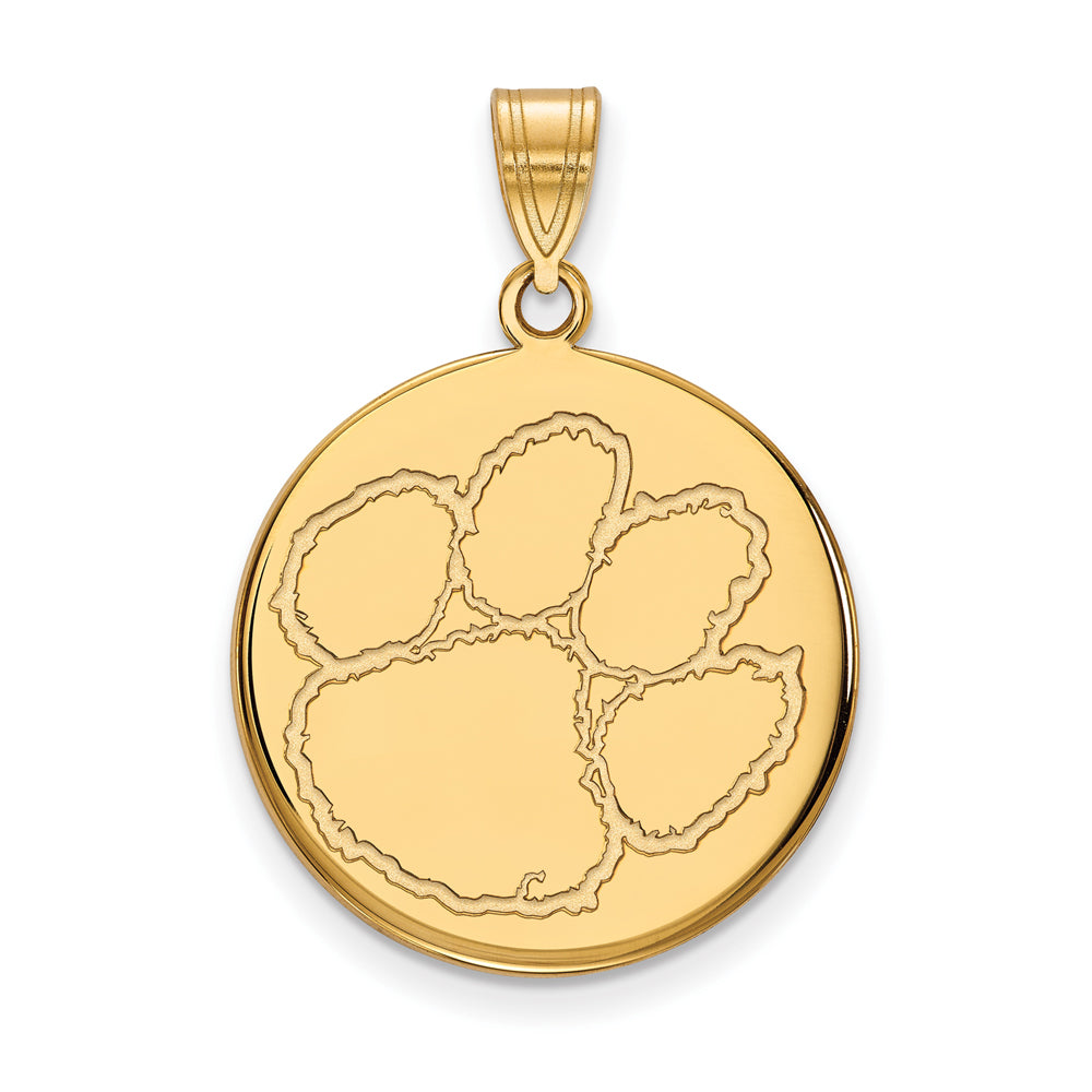 14k Yellow Gold Clemson U Large Disc Pendant