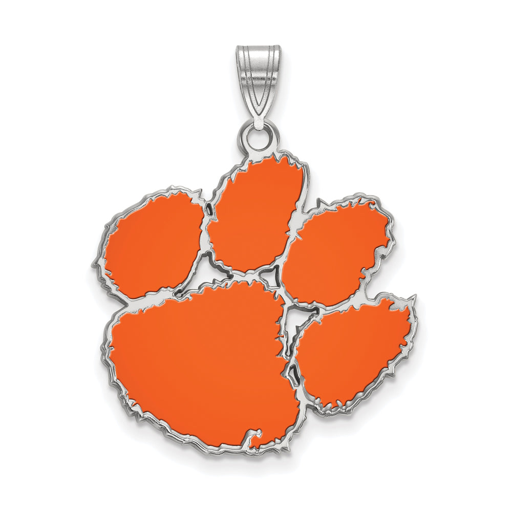 Sterling Silver Clemson U XL Enamel Pendant