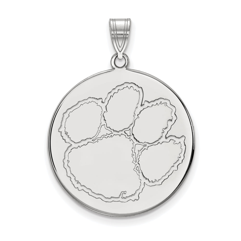 10k White Gold Clemson U XL Disc Pendant