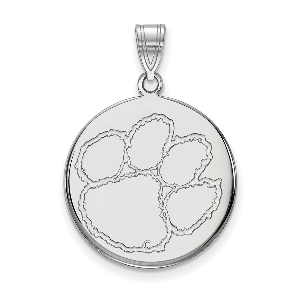 10k White Gold Clemson U Large Disc Pendant