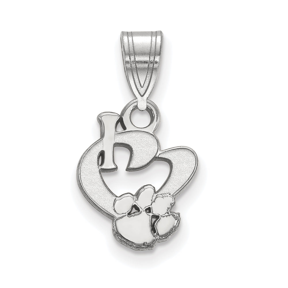 Sterling Silver Clemson U Small I Love Logo Pendant