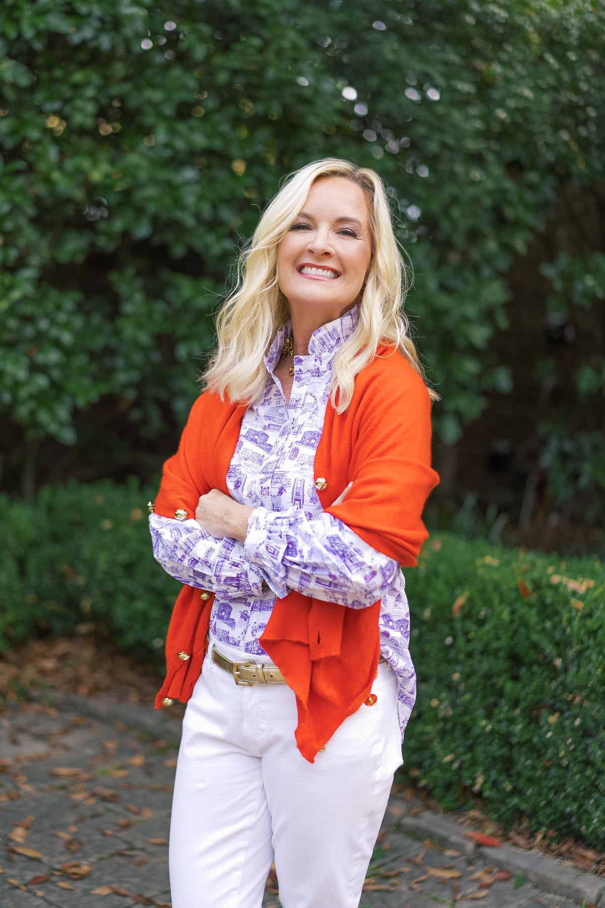 LeGare Popover Top  Clemson Toile  Purple &amp; White