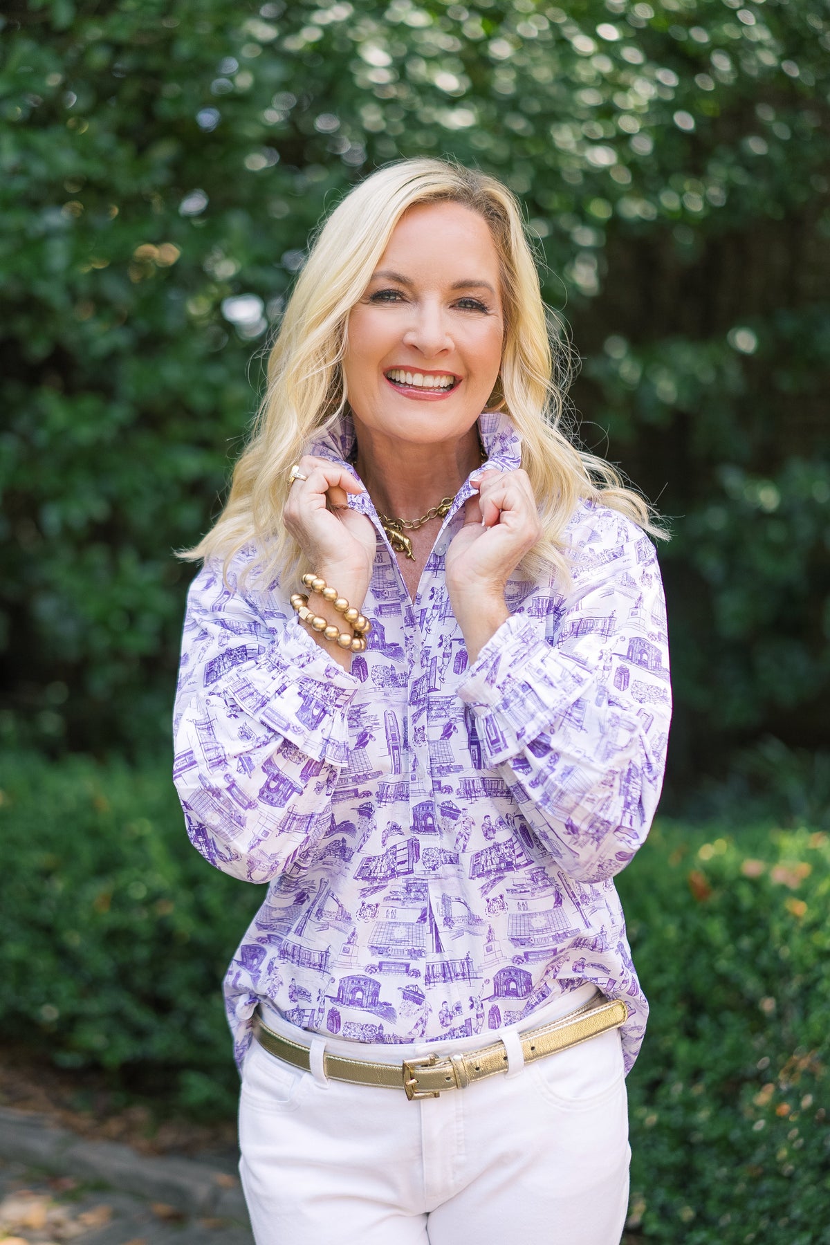 LeGare Popover Top  Clemson Toile  Purple &amp; White